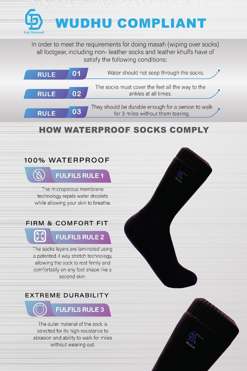 Waterproof Wudhu (Masah) Socks 100% Sharia'h Compliant