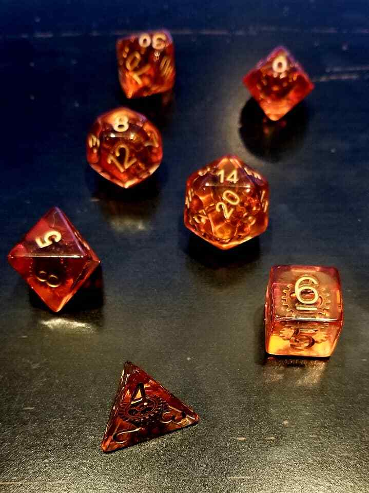 Gearforged Steampunk 7 Dice Set Polyhedral RPG DnD Dice