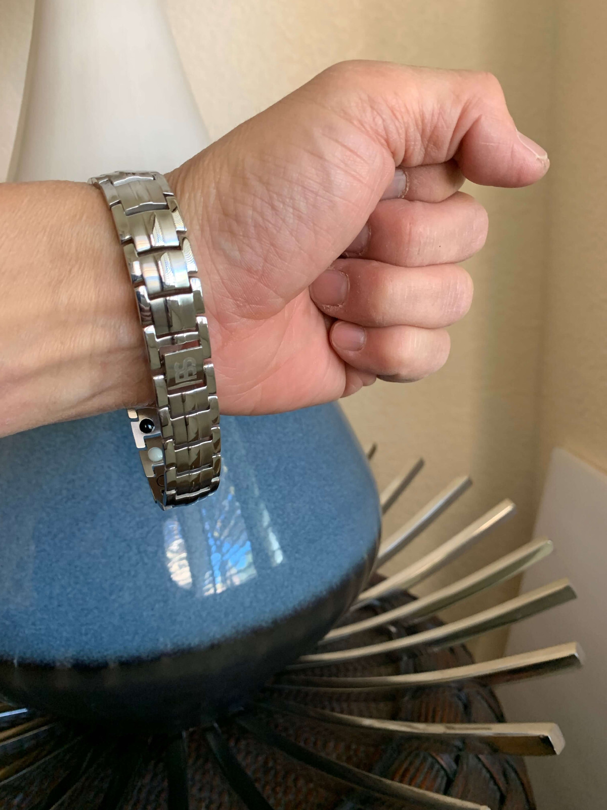 Silver Magnetic Bracelet Enhance Balance Energy Power Joy Perfect Gift Men Women