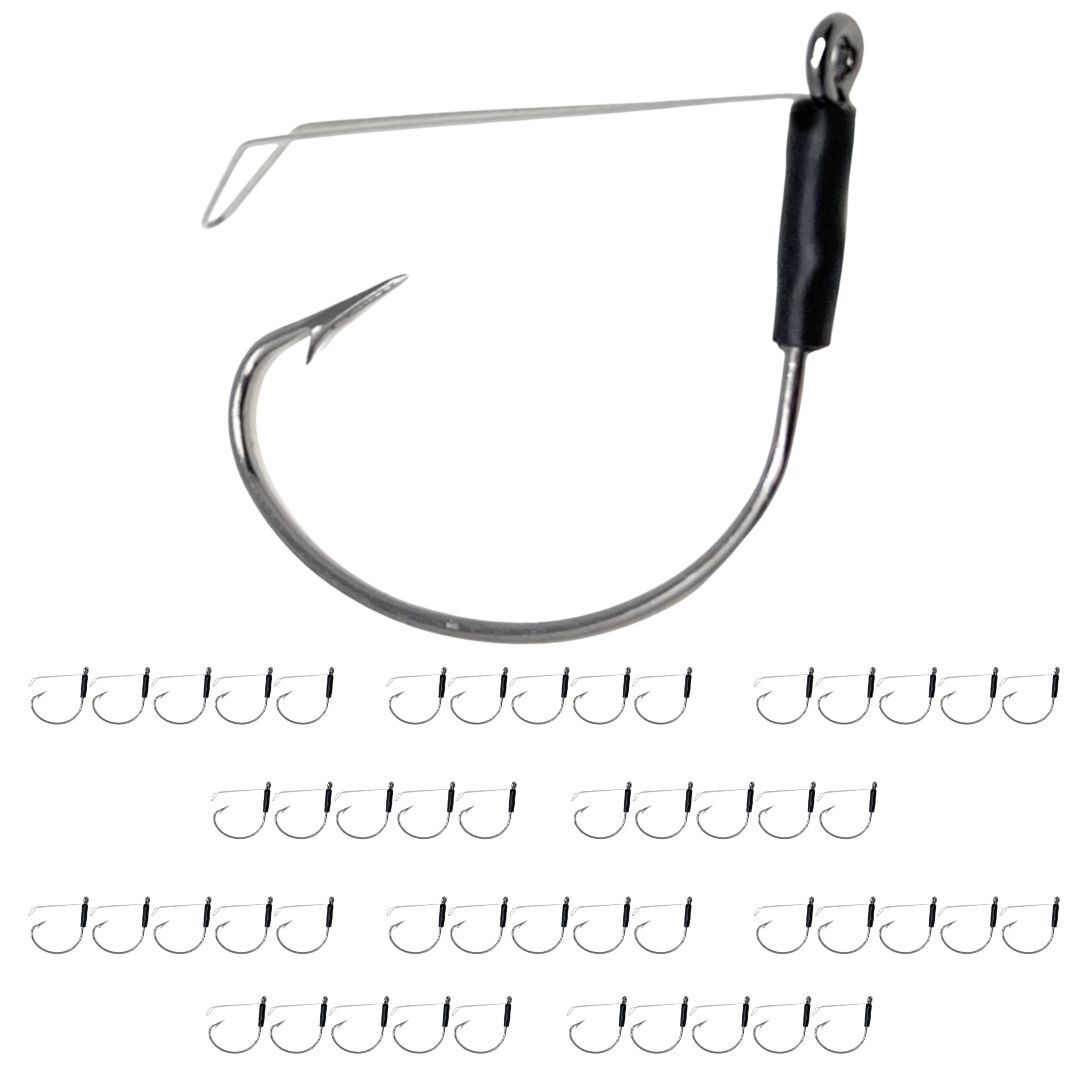 Reaction Tackle Wacky Hooks Wide Gap for Bass Fishing and Other Fish- 50 pack
