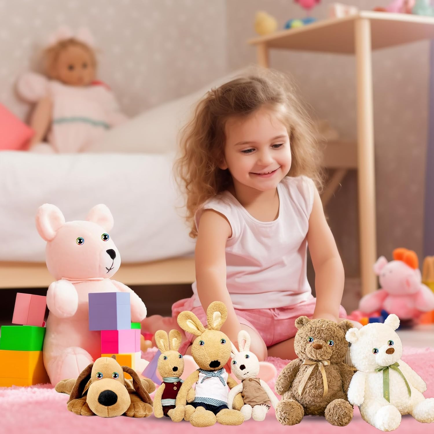 160Pcs Rainbow Glitter Safety Eyes for Amigurumi Large Plastic Eye for Stuffed A