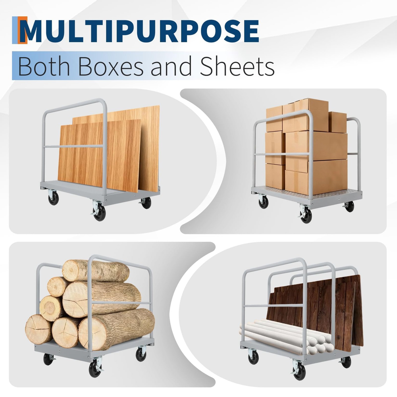 Heavy Duty Steel Panel Truck Cart, 36"x24" Drywall Dolly Platform Truck 2200Lbs