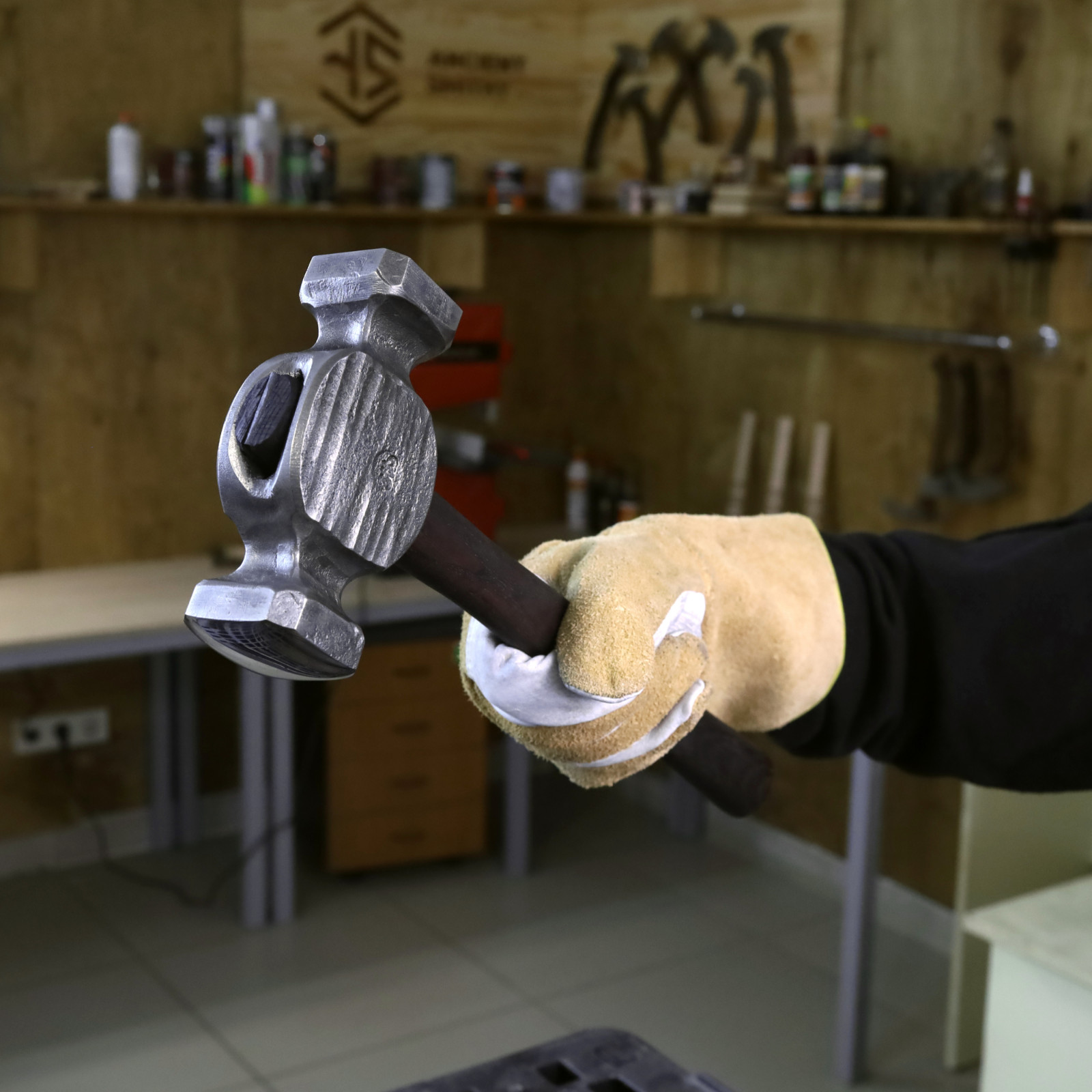 Blacksmith Rounding Hammer 2.5 lb Hand Forged C70W2 Steel Ash Handle Double Face