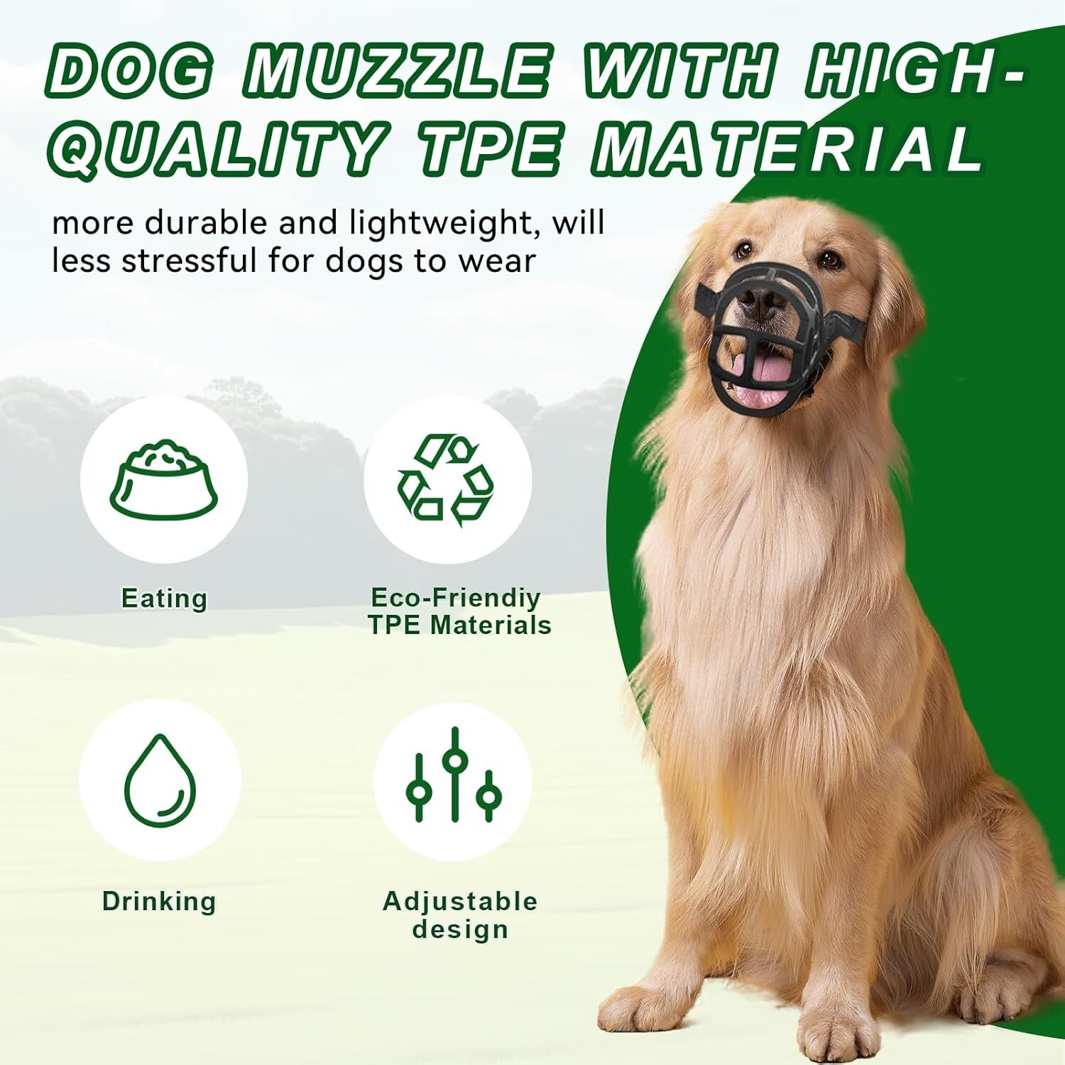 Dog Muzzle Basket Anti Biting Chewing Sturdy Lightweight Allows Drinking