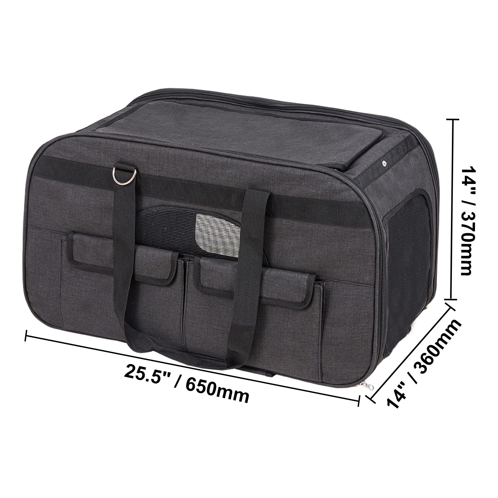 Cat Carrier with Wheels Rolling Pet Carrier with Handle 35 lbs Black