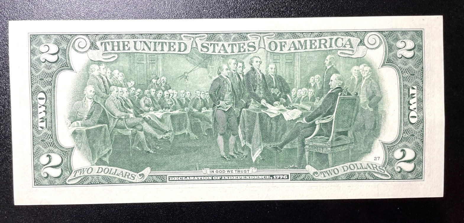 2017 A Two Dollar ($2) Bill Crisp Uncirculated Consecutive Sequential