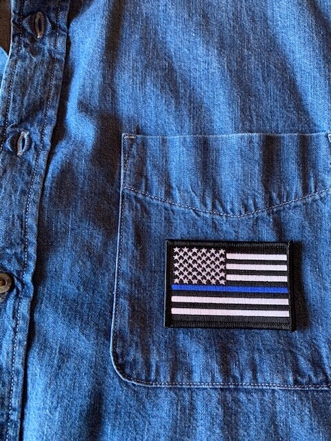 THIN BLUE LINE USA AMERICAN FLAG EMBROIDERED PATCH TACTICAL FLAG HI QLTY(3 x 2")