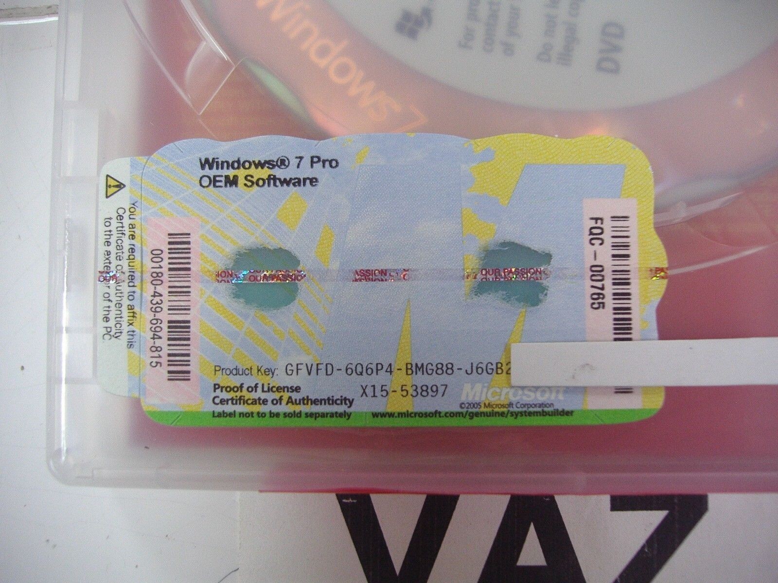 Microsoft Windows 7 Professional Full English DVD Version MS WIN PRO =NEW =