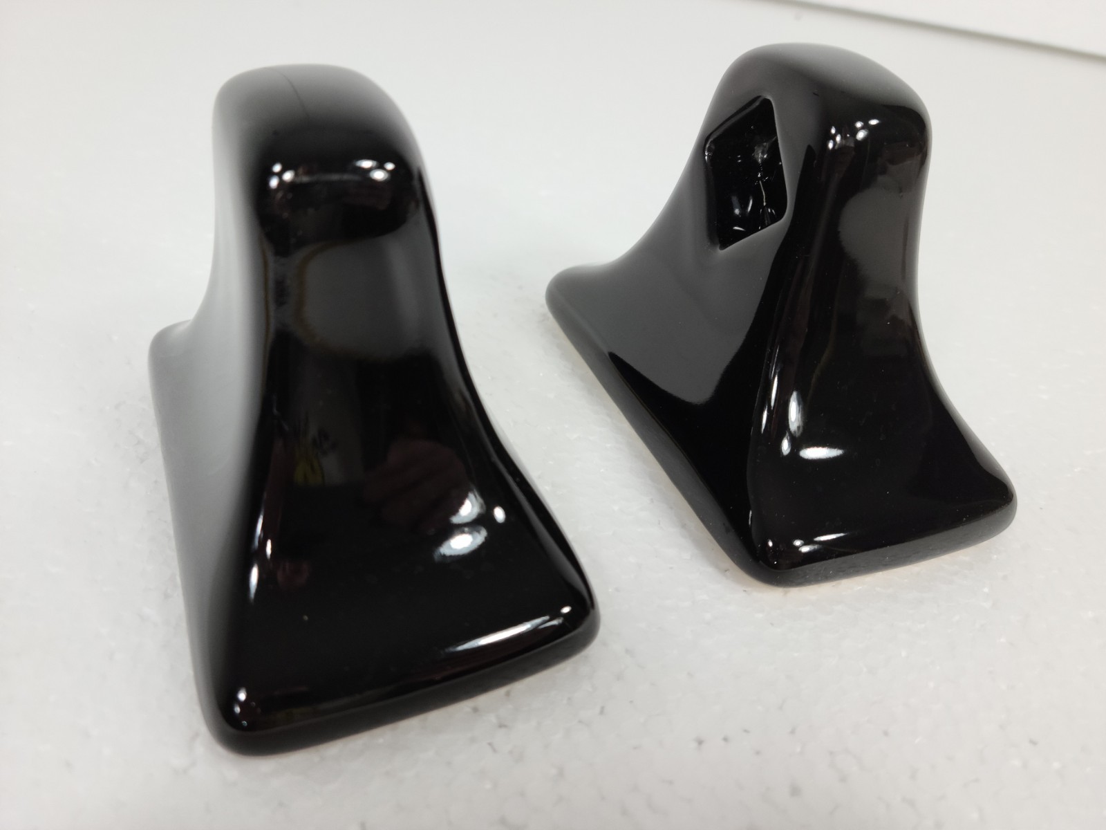 Vintage Black Ceramic Towel Bar Rod Rack Post Holders Flat Back Glue over Tile