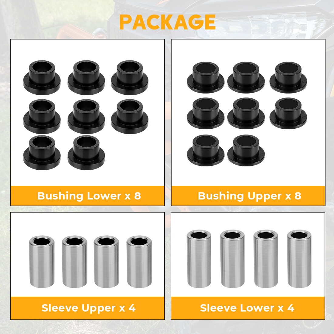 Front& Rear Shock Bushing Sleeve Kit for Polaris Ranger 500 570 700 800 900 1000