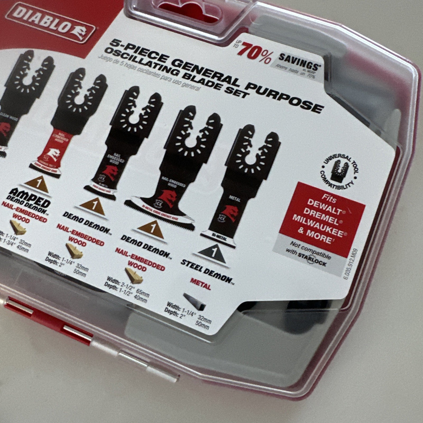 New Diablo Swiss Universal Fit Wood & Metal Oscillating Blade Set 5pc DOU5SPC