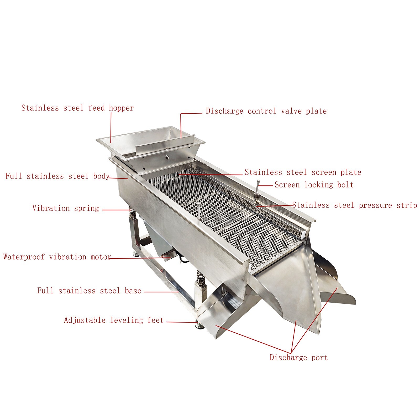 3-Layers 3/6/8mm Sieve 110V Full Stainless Steel Sifter Linear Vibrating Screen