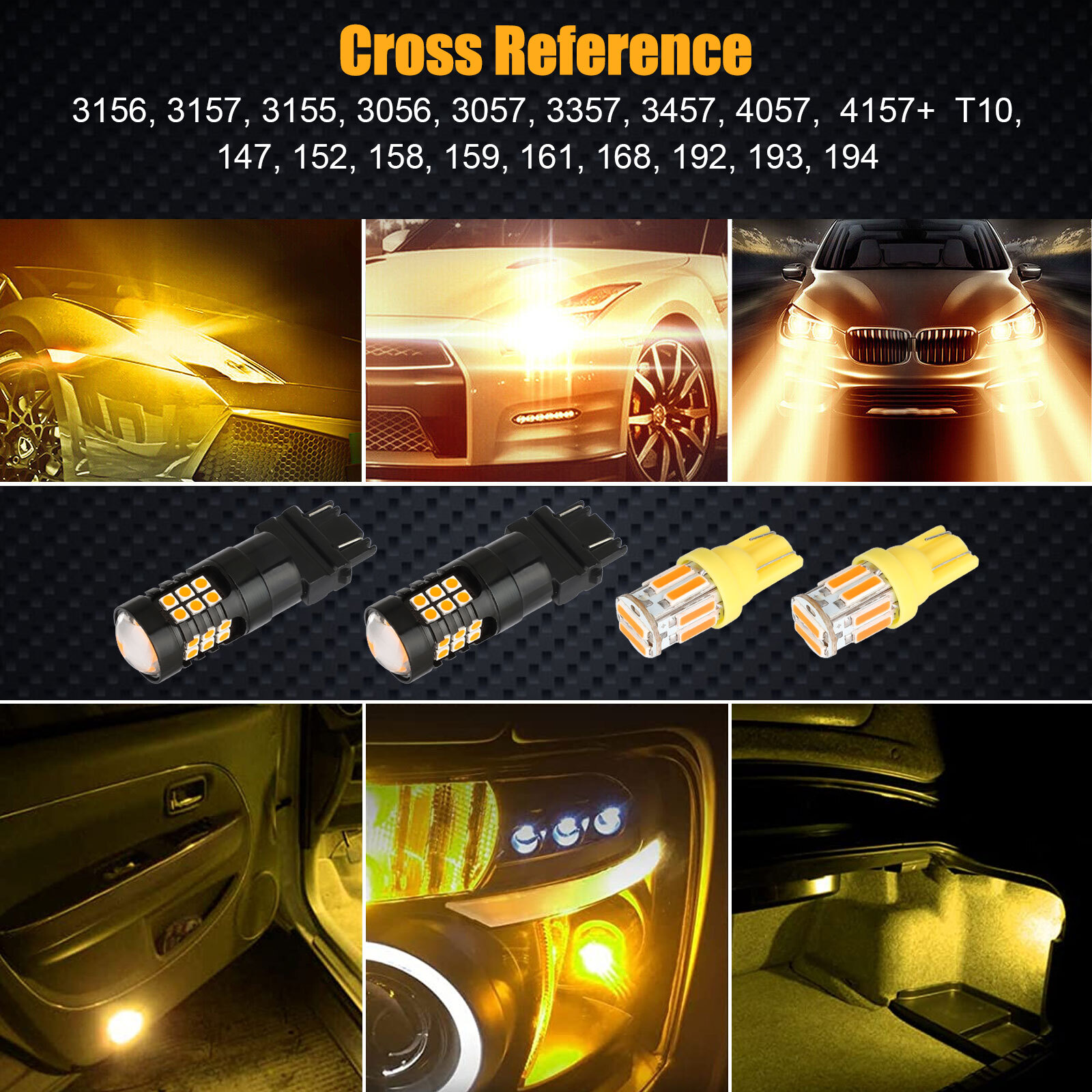 4x Amber LED Turn Signal Light + Side Marker Bulb For Chevy Silverado 1500 Tahoe