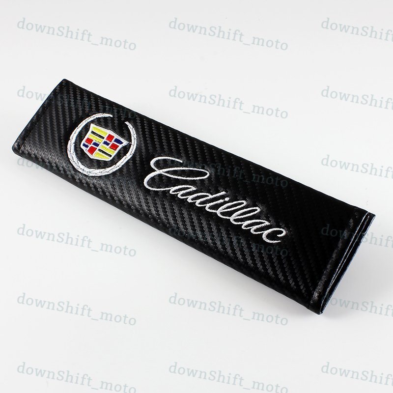 New X2 Carbon Fiber Look Embroidery Seat Belt Cover Shoulder Pads for CADILLAC