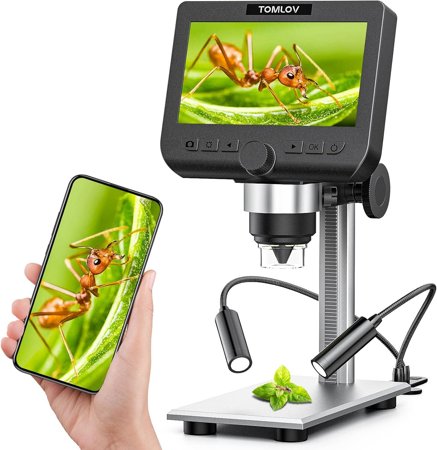 TOMLOV WIFI 1000x Digital Microscope Coin Magnifier solder workbench 4.3" Screen