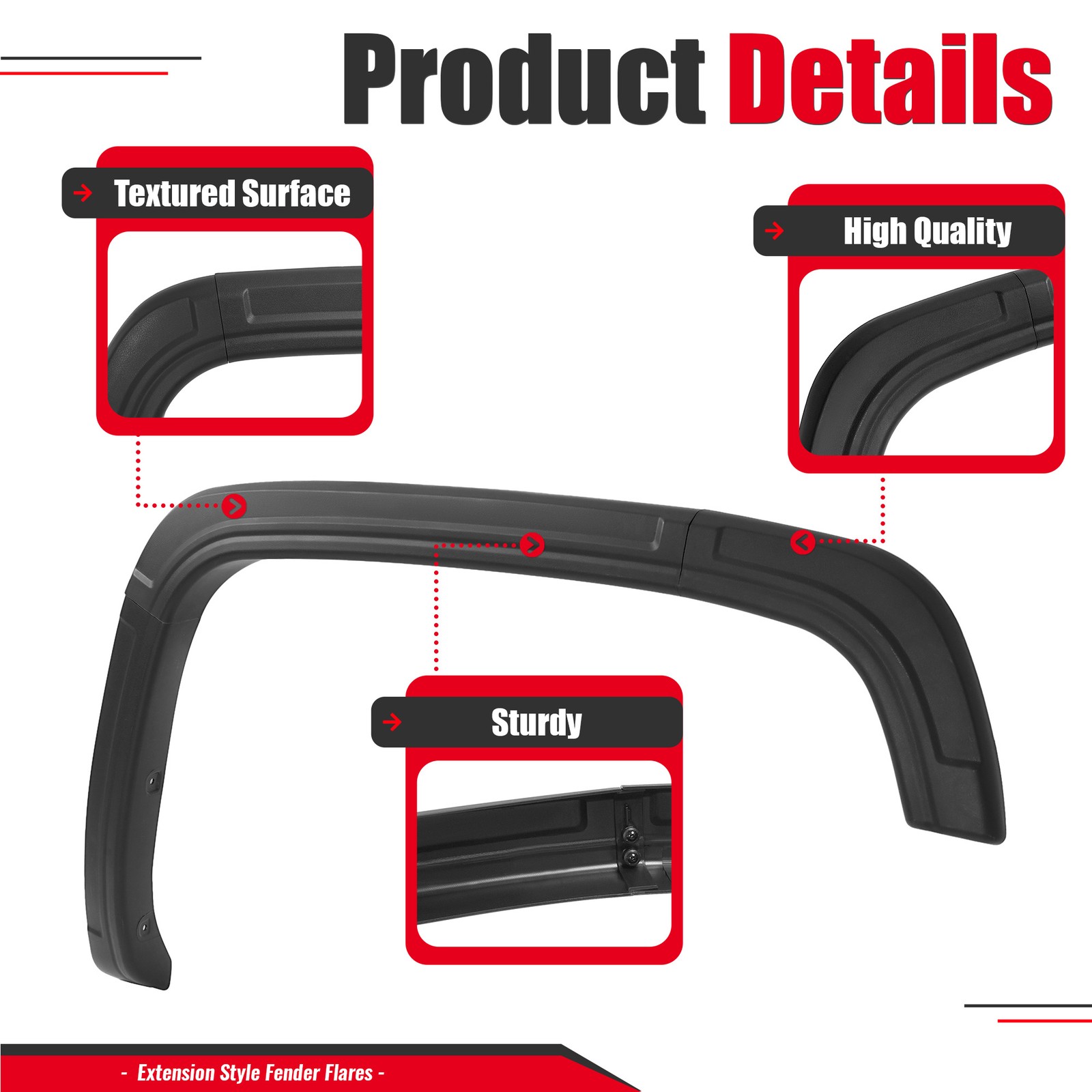 Fender Flare Kit For 2014-2015 GMC Sierra 1500 Textured Plastic Black