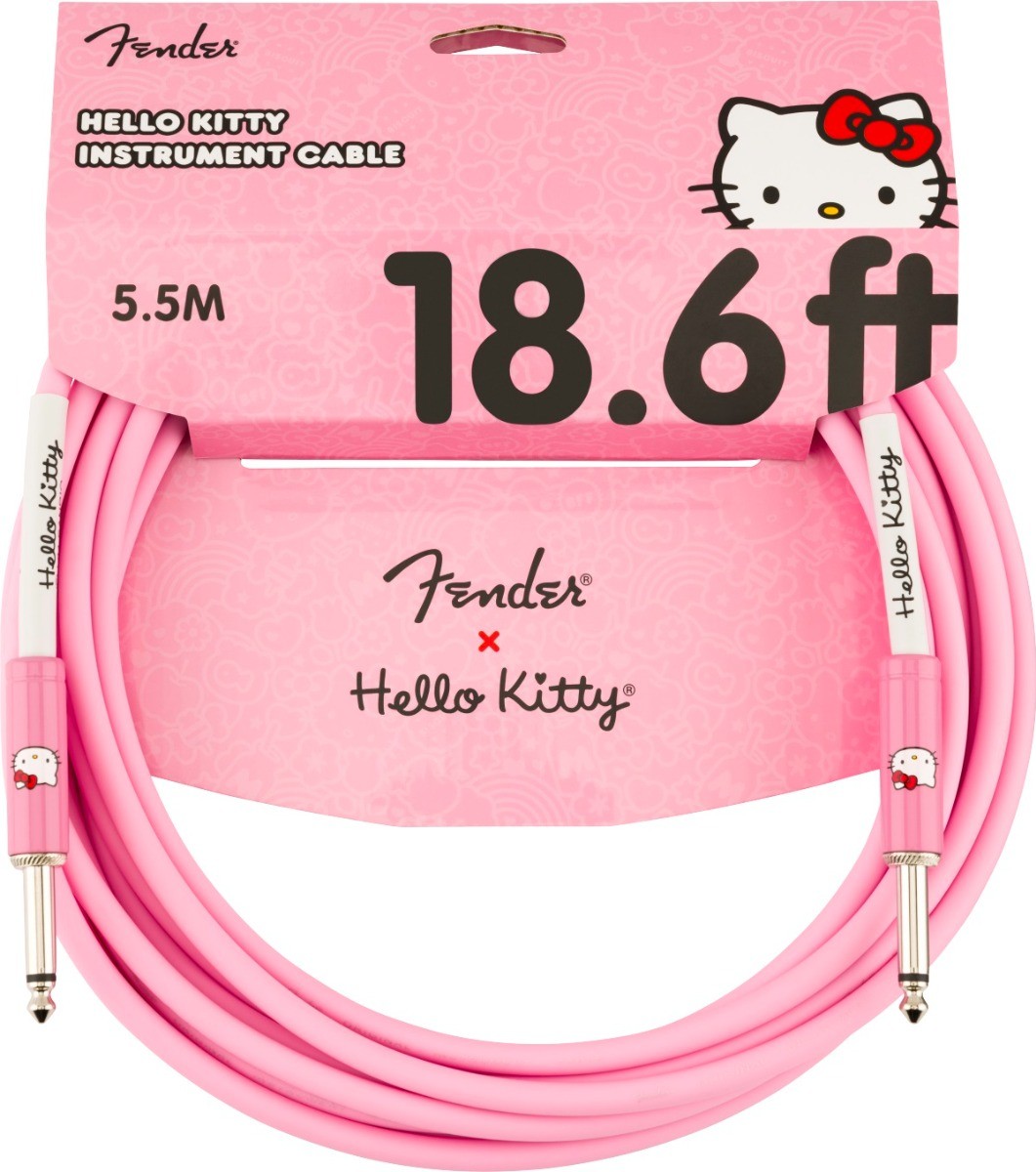 Fender X Hello Kitty Official 18.6' ft Instrument/Guitar Cable, Pink