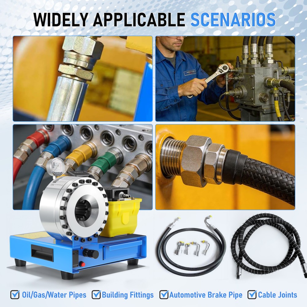 Pneumatic Hydraulic Hose Crimper High Pressure Hose Clamping Machine 40Mpa 8 Die