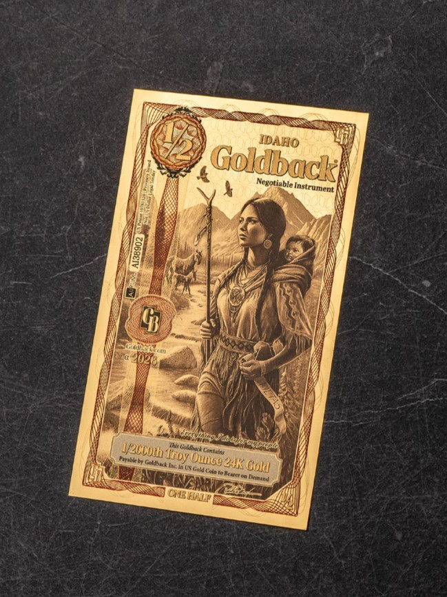 50X - 1/2 IDAHO Goldback Aurum Gold Foil Note 1/2000 oz 24kt .999 Fine PRESALE