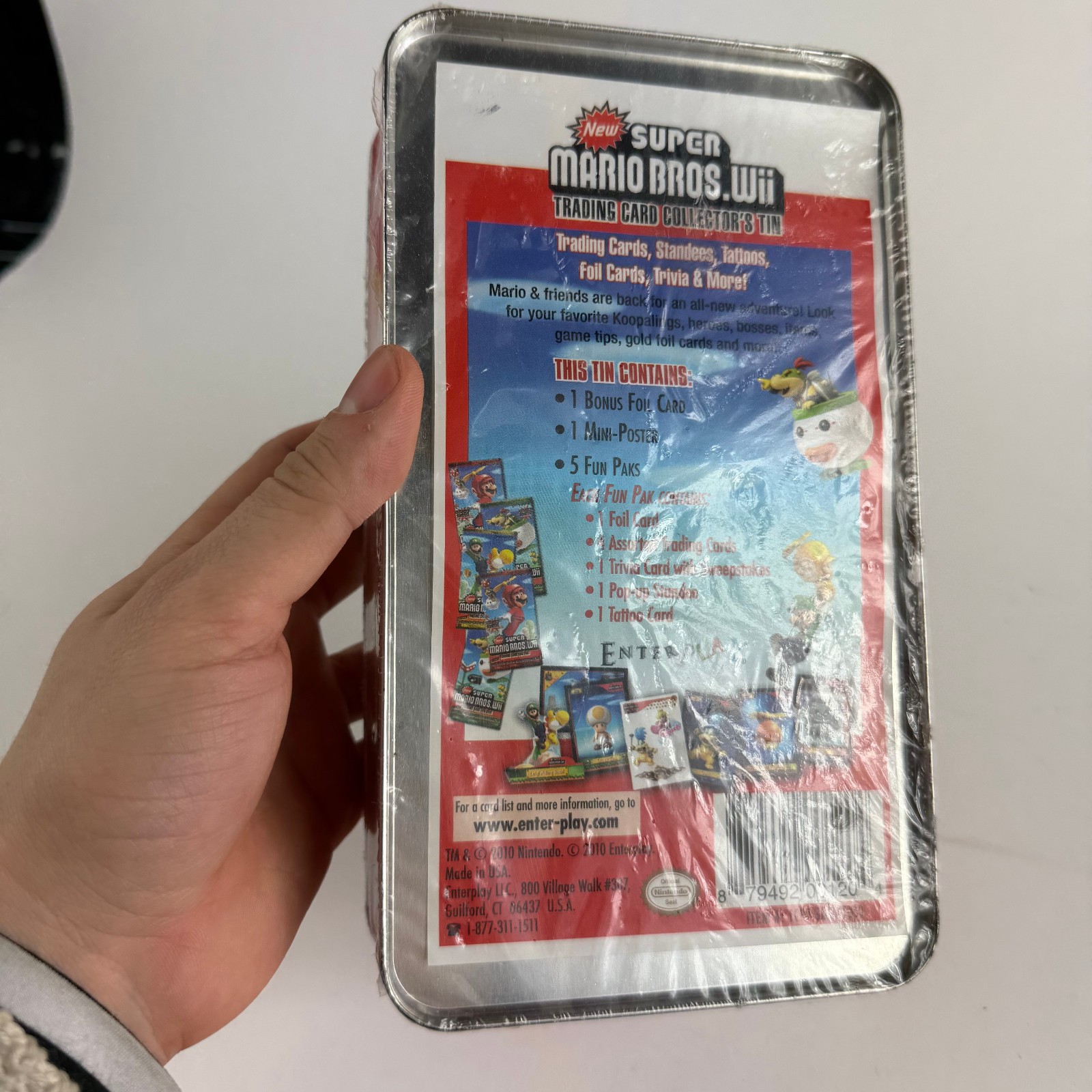 2010 Nintendo Enterplay New Super Mario Bros Wii Tin Sealed - 5 Fun Packs + More