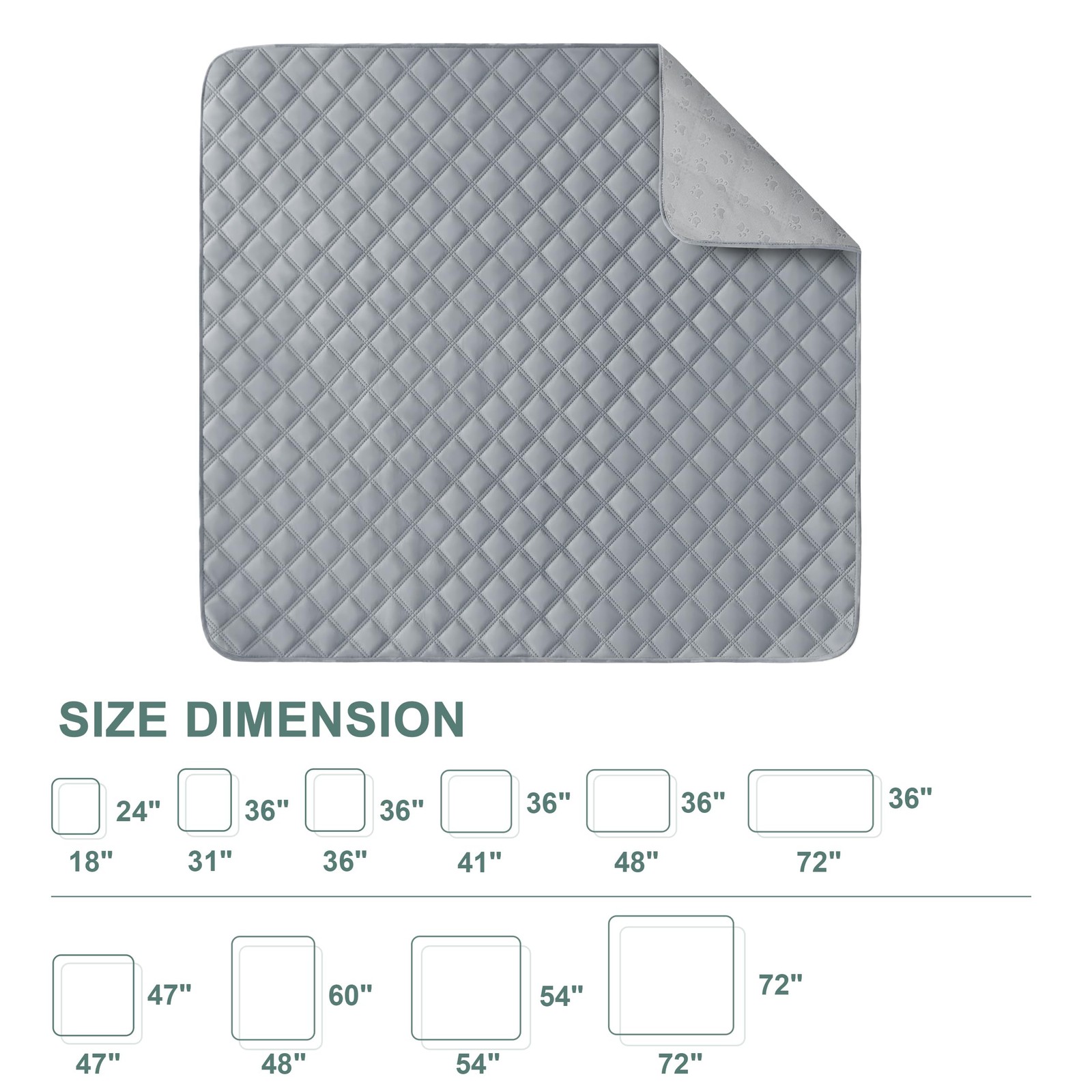 Reusable Washable Pee Pads for Dogs Large/Extra Large 36'' X 41'' 2 Pack, Absorb