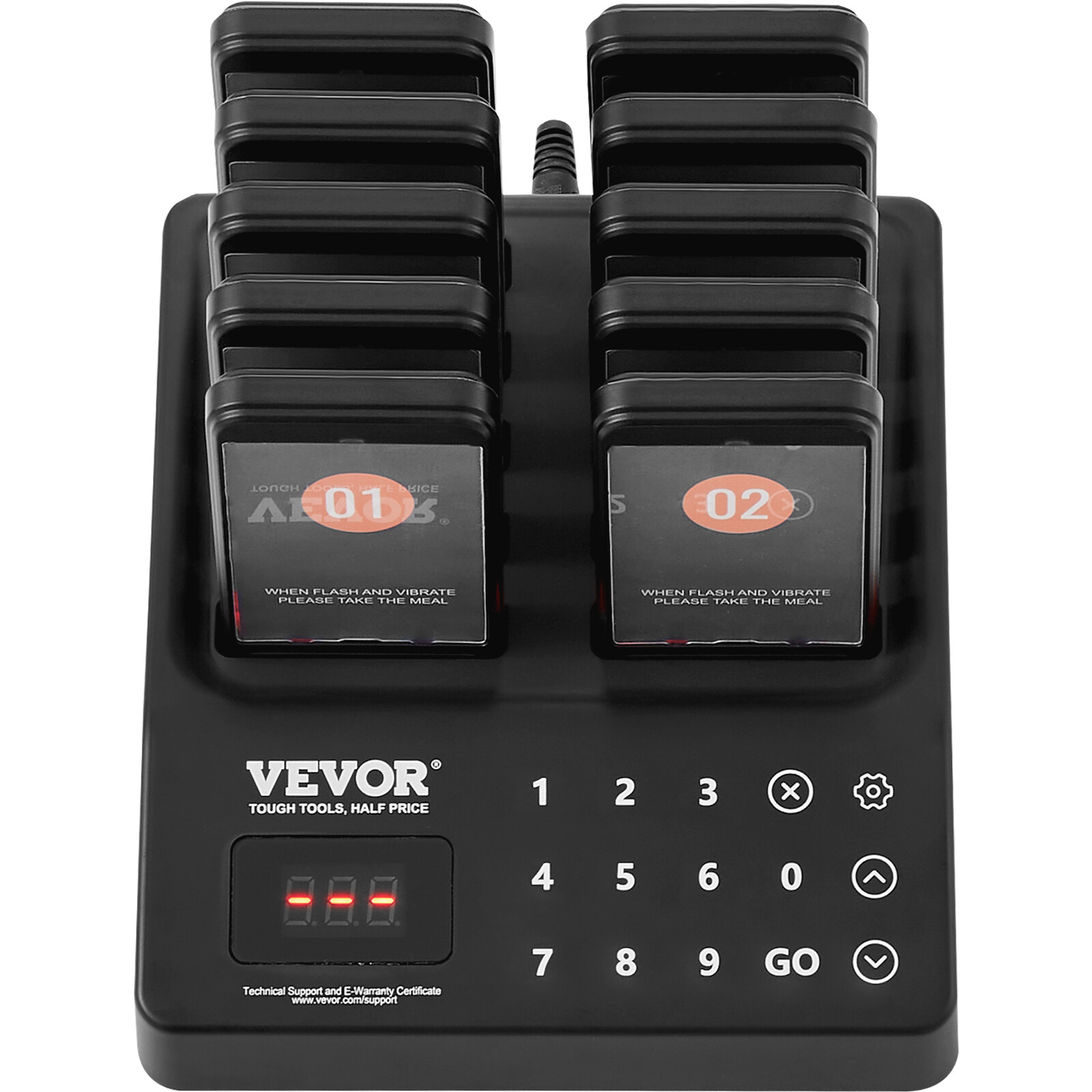 VEVOR Restaurant Wireless Pager System 10 Beepers Guest Queuing Calling Touch