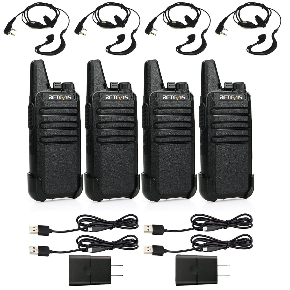 walkie talkie long range 4 pack Retevis RT22 FRS Rechargeable for School/Church