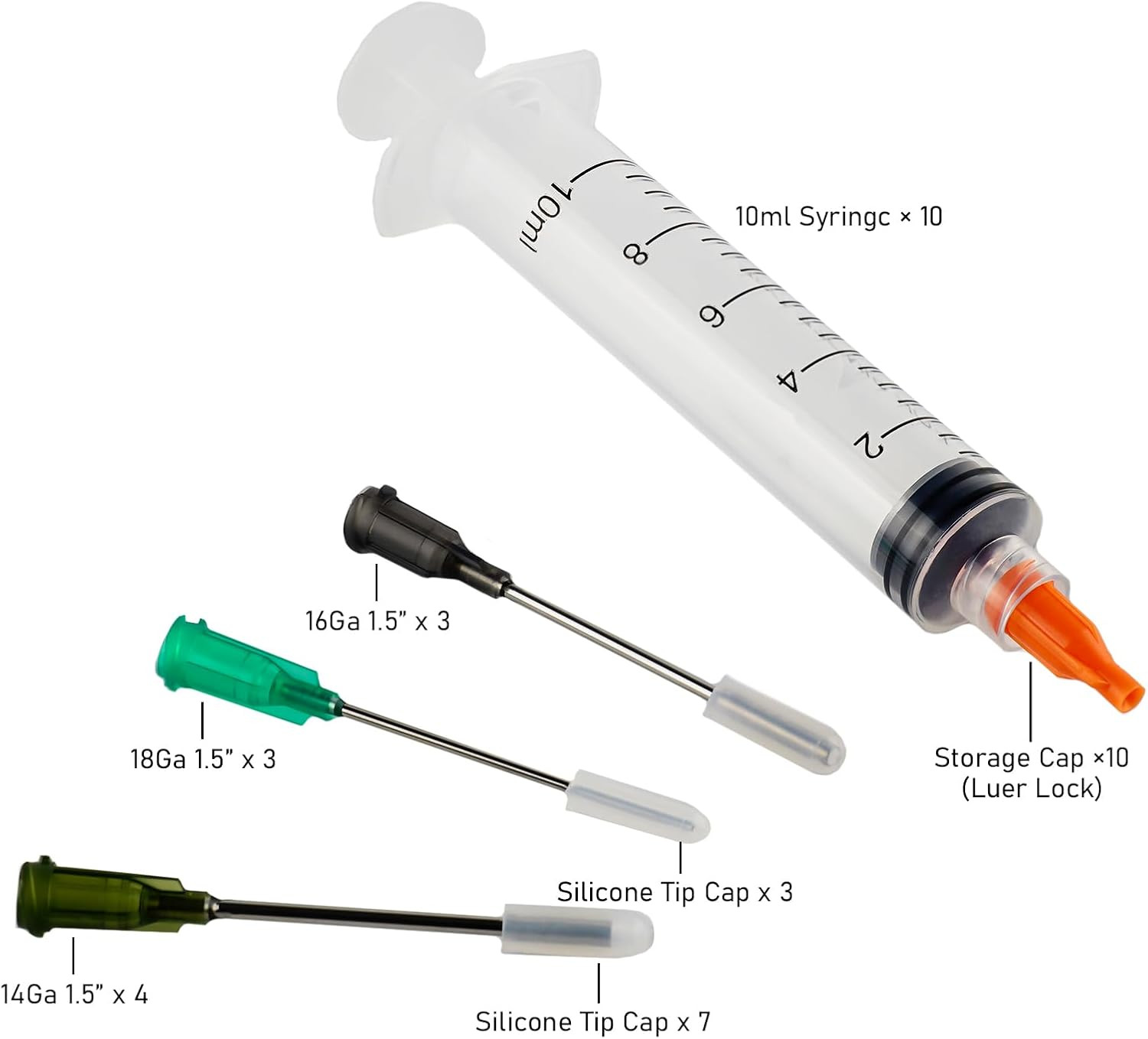 10ml Glue Applicator Syringe with 14G/16G/18G Blunt Tips – For Ink, Epoxy, Craft