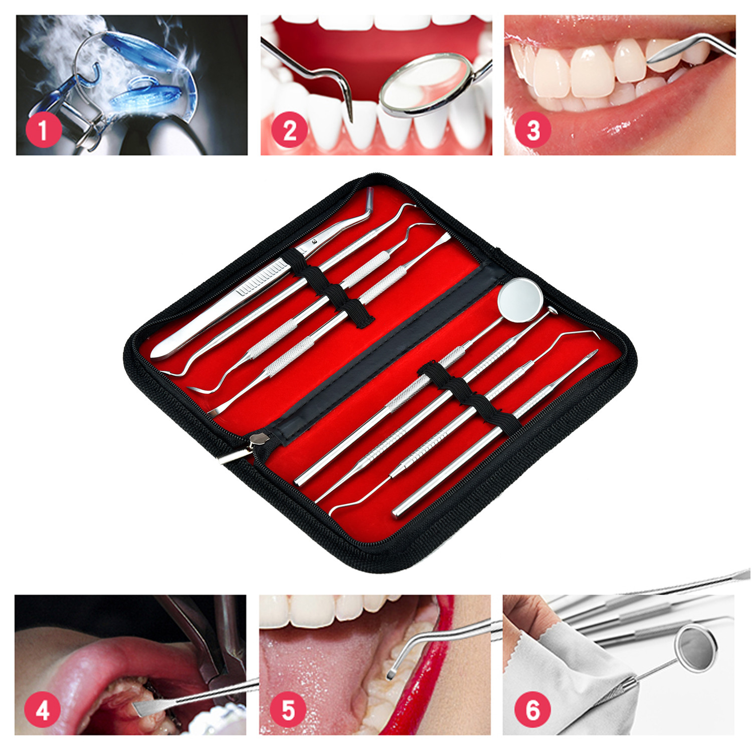 Professional Dental Oral Hygiene Kit 8 Tools Deep Cleaning Teeth Care Travel Set