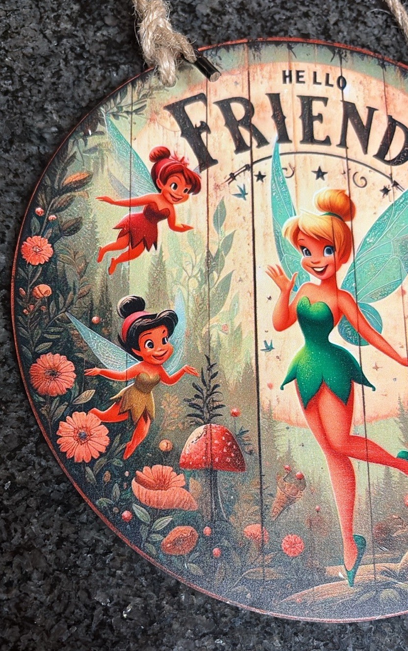 Disney Tinker Bell and Friends Hello Friends Wood Sign