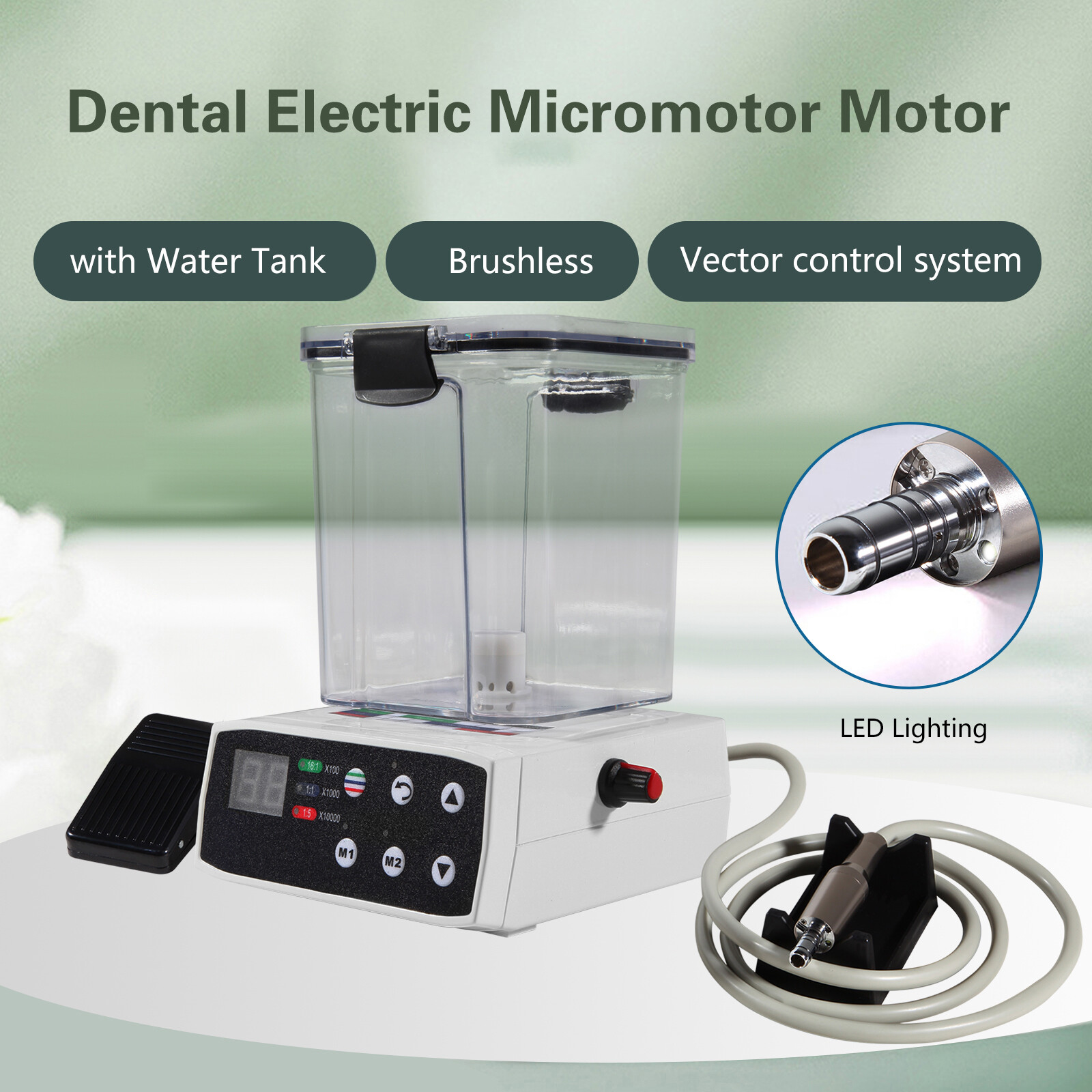 NSK Style Dental Brushless LED Electric Micro Motor/1:5 1:1 Increasing Handpiece