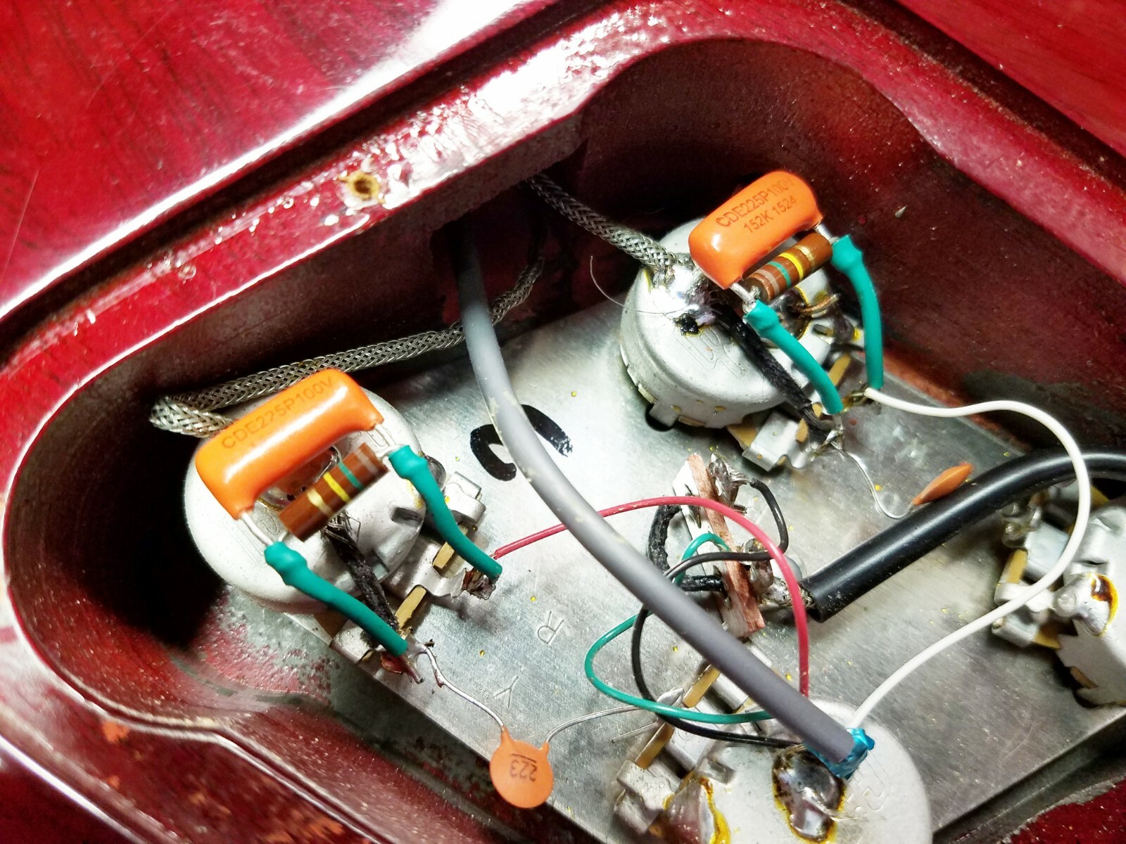 Treble Volume Bleed Circuit Kit .0015uf Orange drop cap 150k Allen Bradley 2pcs