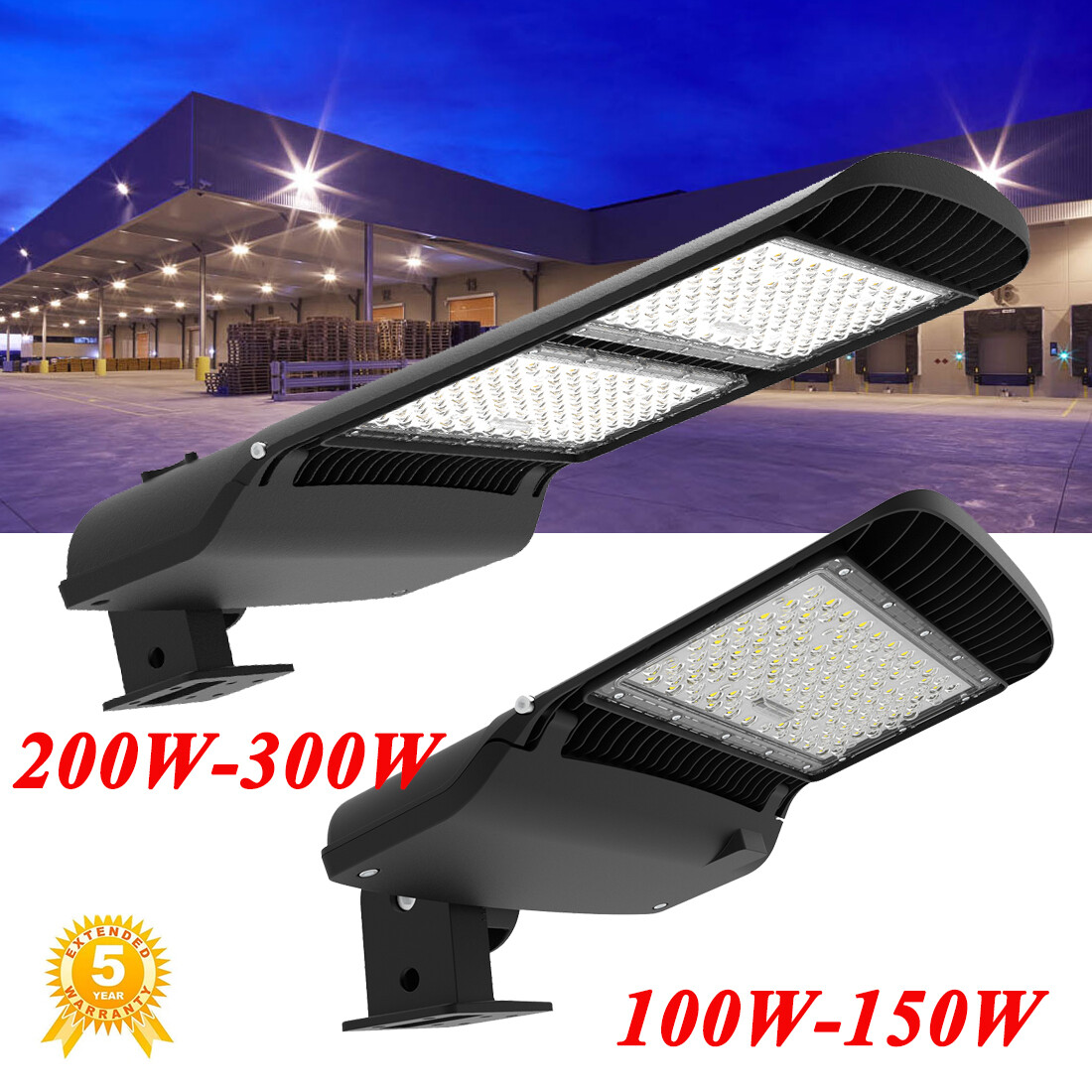 Led Parking Lot Area Light Fixture 100w 150w 200w 300w Shoebox Light Wall Mount