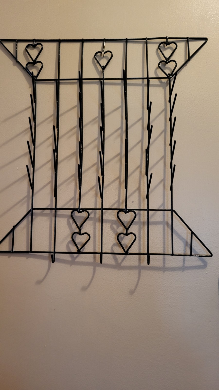 Vtg Black Wire Thread Holder Spools Granny Core Country Wall Heart Decor