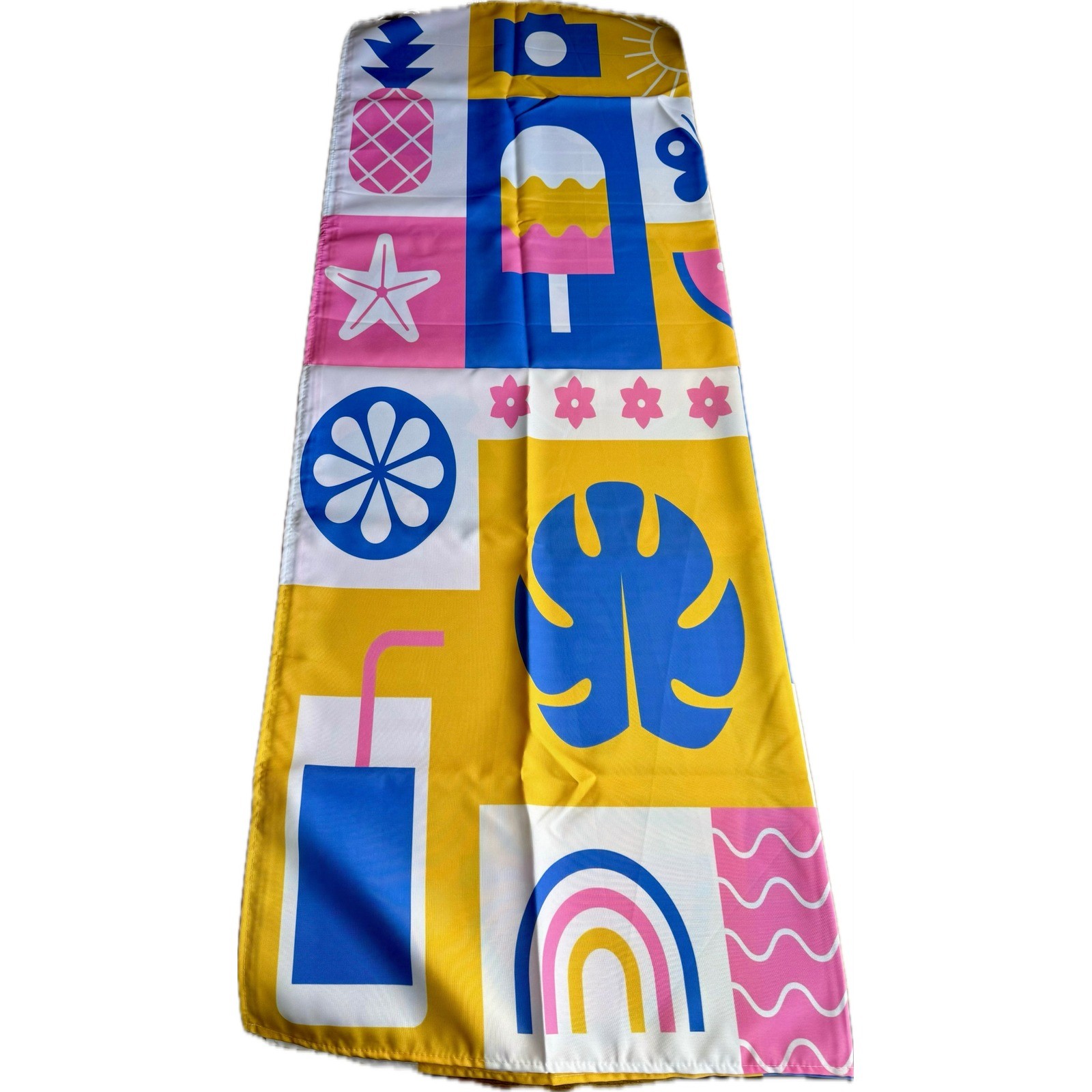 Vibrant Summer Outdoor Tablecloth Fun Swimsuit Sunglasses Sun Graphics 60x84