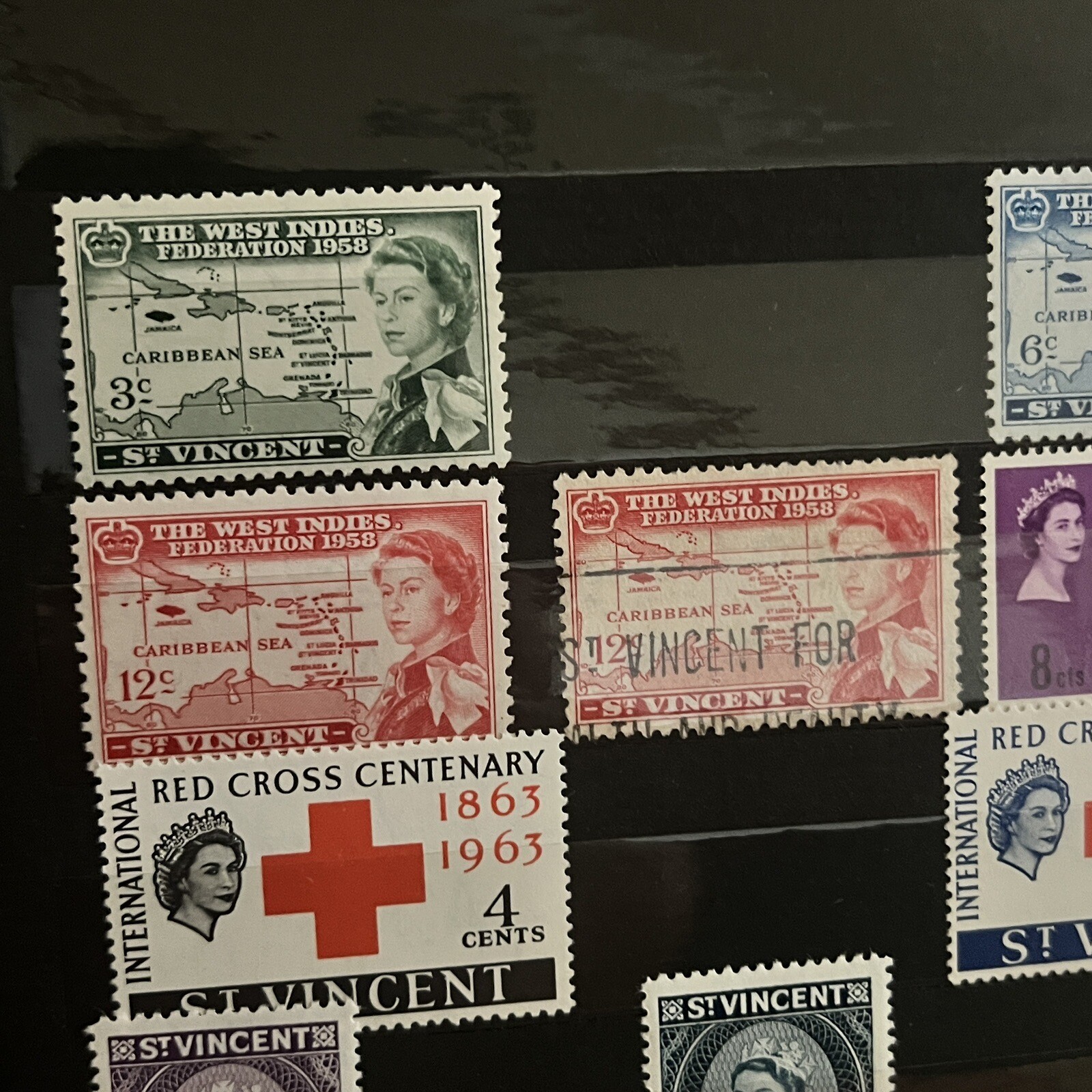 ST. VINCENT M&U STAMPS IN STOCK PAGE QUEEN ELIZABETH KING GEORGE 6 CORONATION