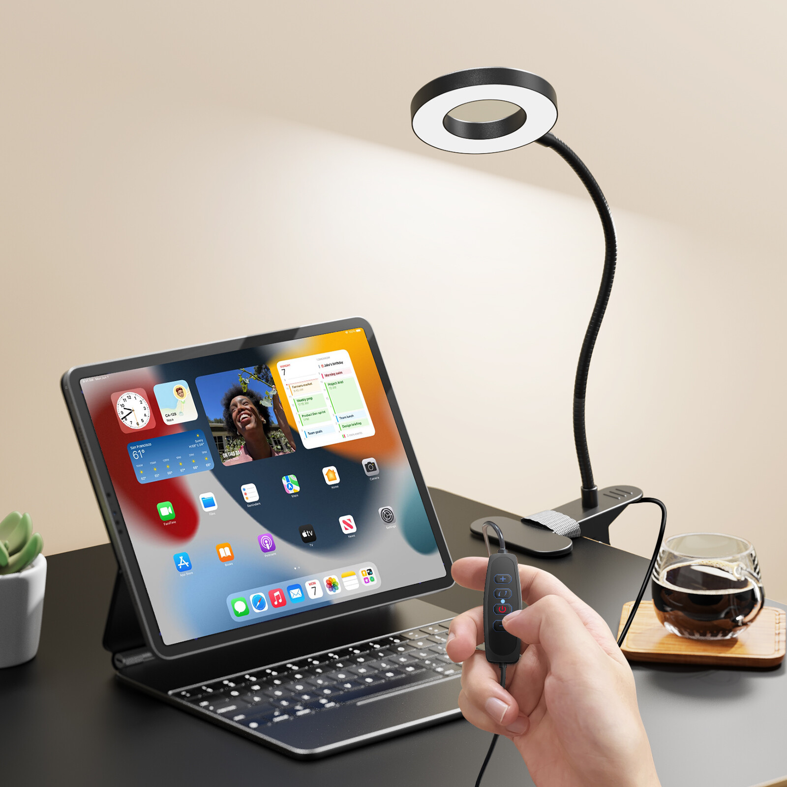 LED Desk Lamp Adjustable Swing Arm Lamp with Clamp Eye-Caring Reading Desk Light