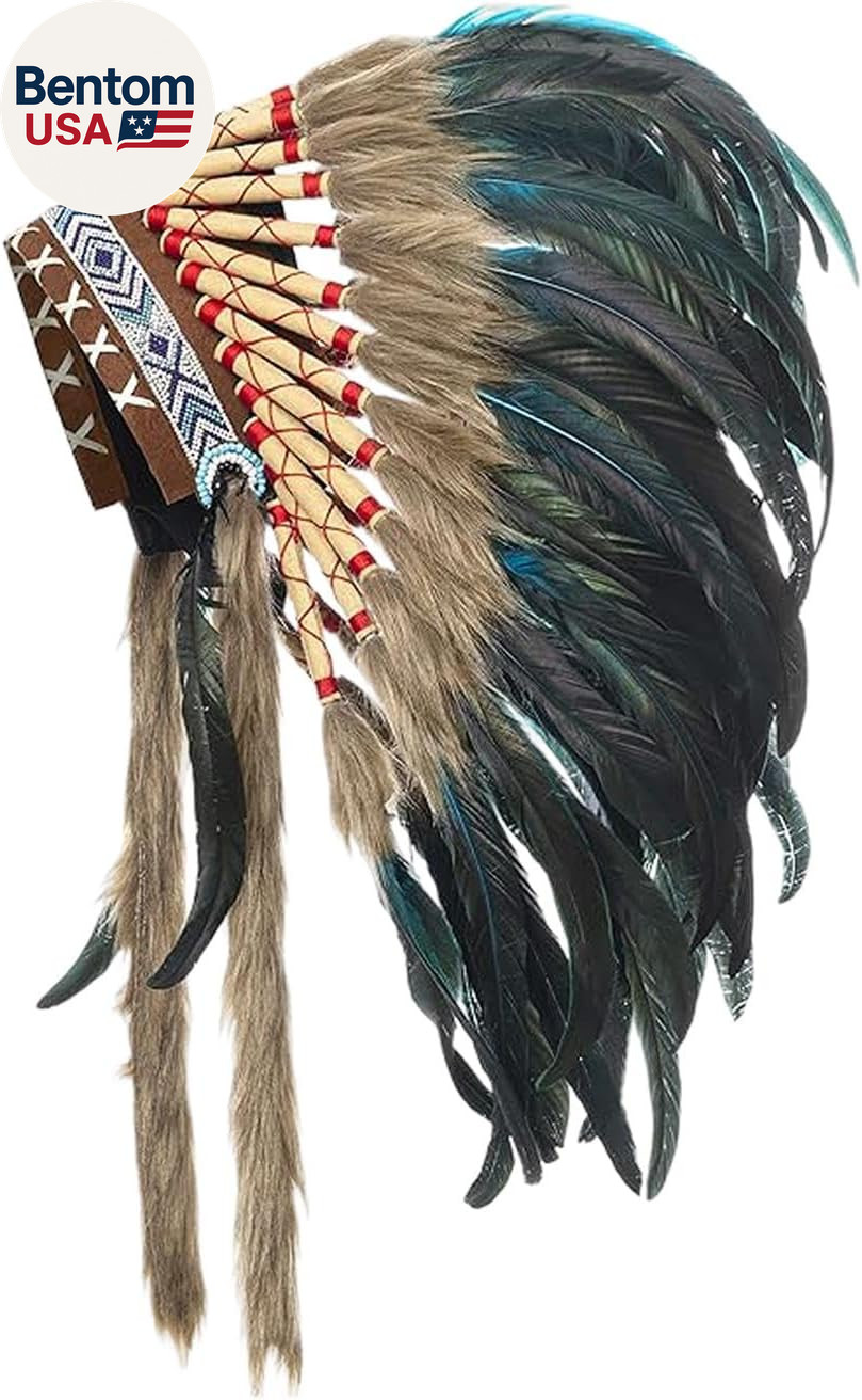 Indian Artificial Feather Headdress, American Chief Indian Native Hat, Indian He