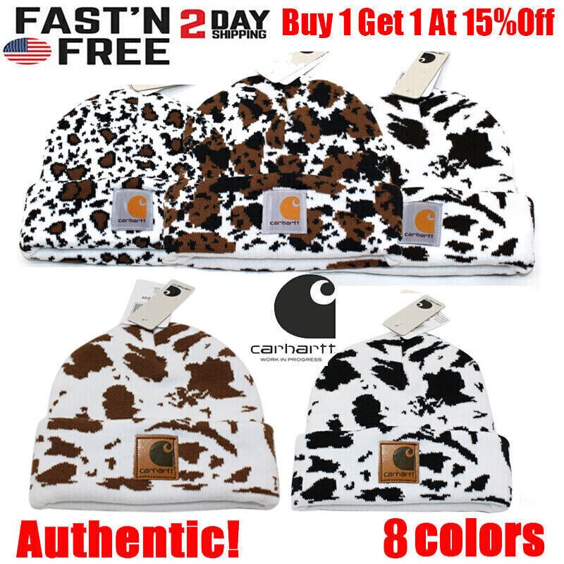 Unisex Carhart Cow Print Acrylic Watch Hat Beanie Winter Knit Cap Authentic A18
