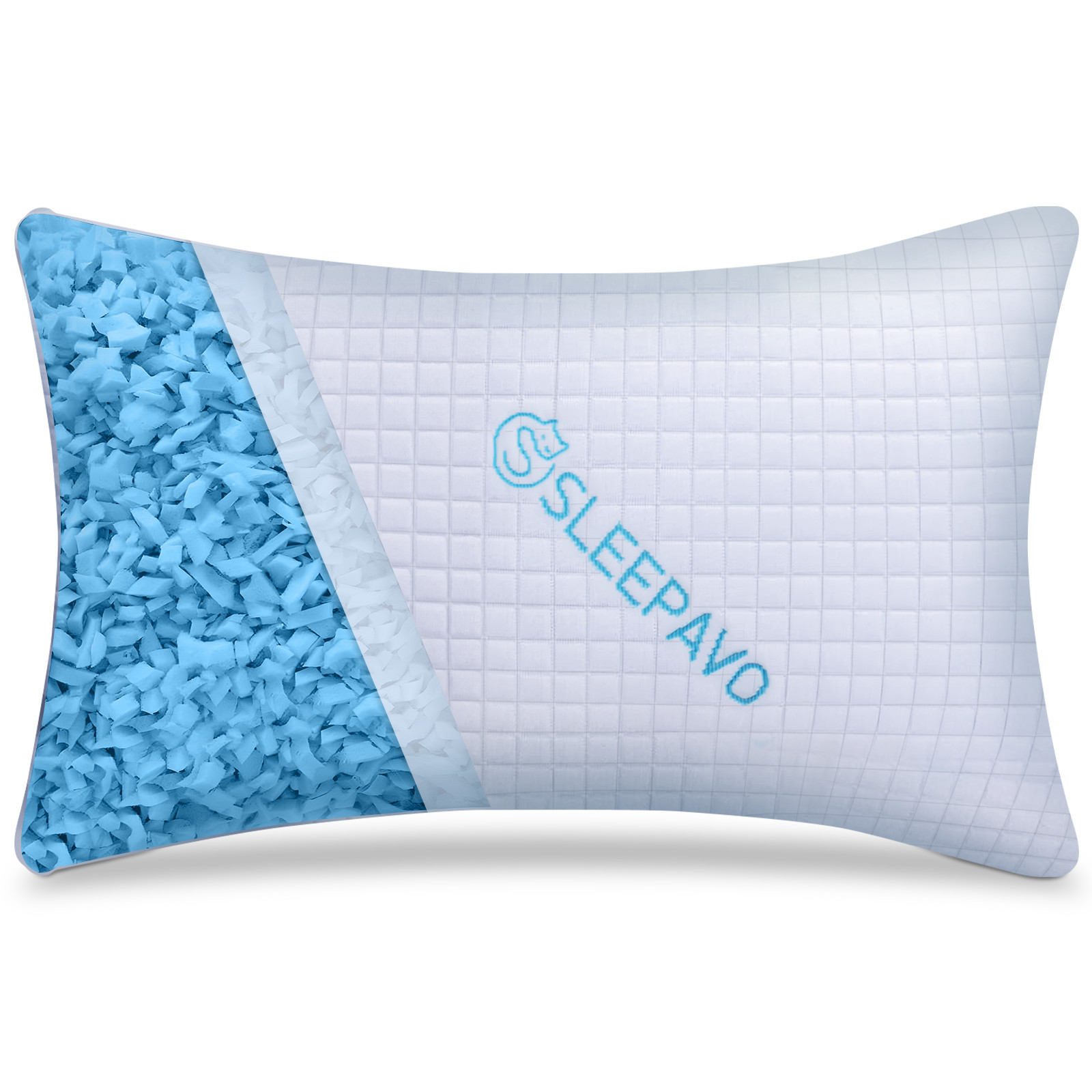 Sleepavo Adjustable Shredded Memory Foam Pillow, Firm & Cooling (Queen, 1 Pack)