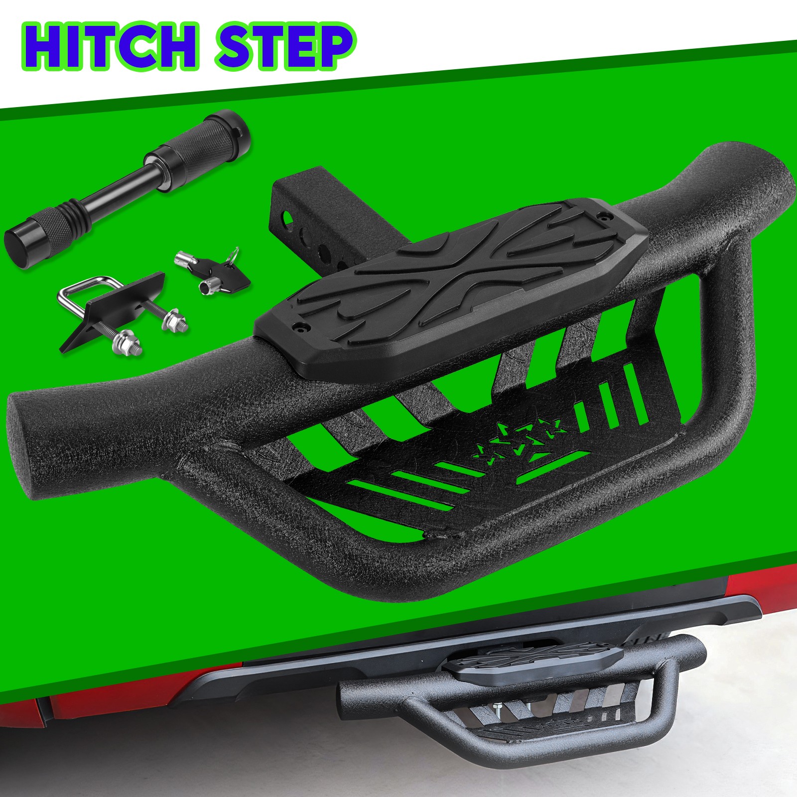 For 2" Receiver Trailer Towing Hitch Step Bar Rear Bumper Guard Truck  Van Car