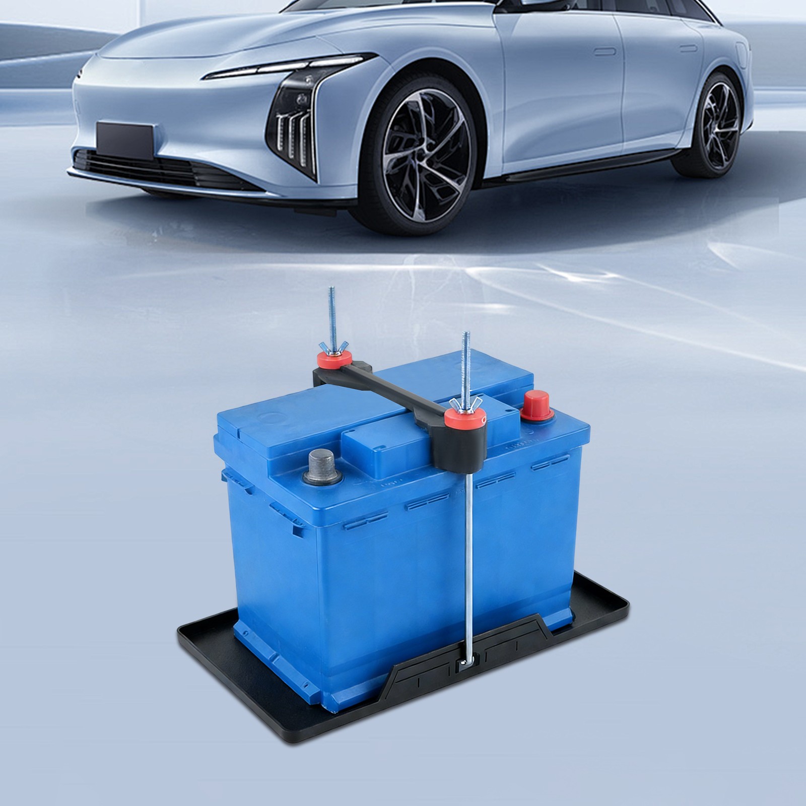 Car Storage Battery Holder Hold Down Tray Adjustable Bracket 25cm Screw Rod