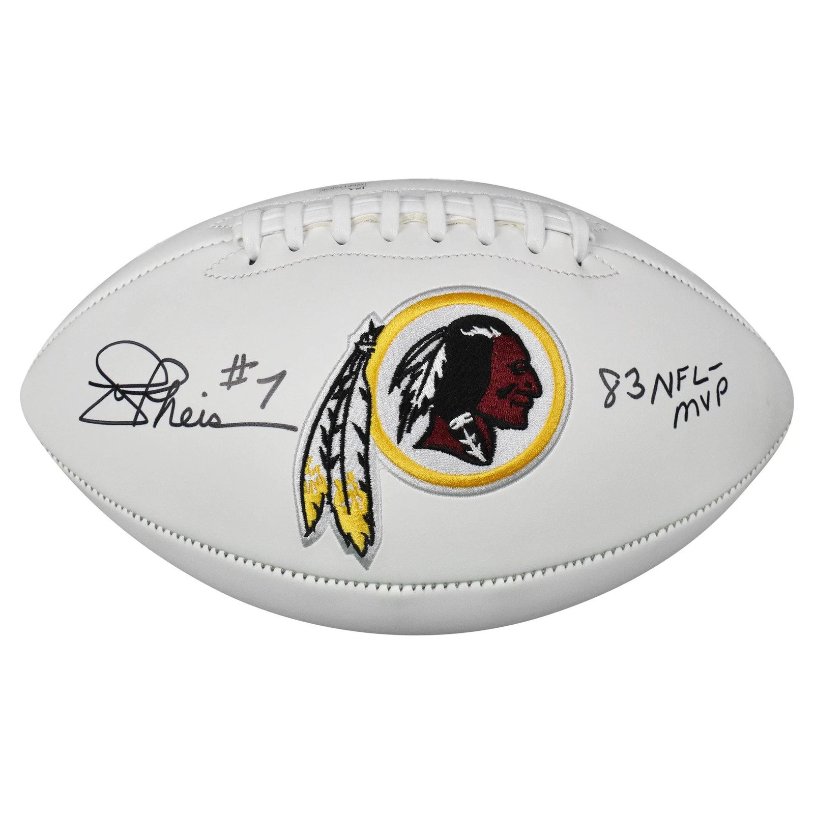 Joe Theismann Signed 83 NFL MVP Inscription Washington Redskins Logo Football (J