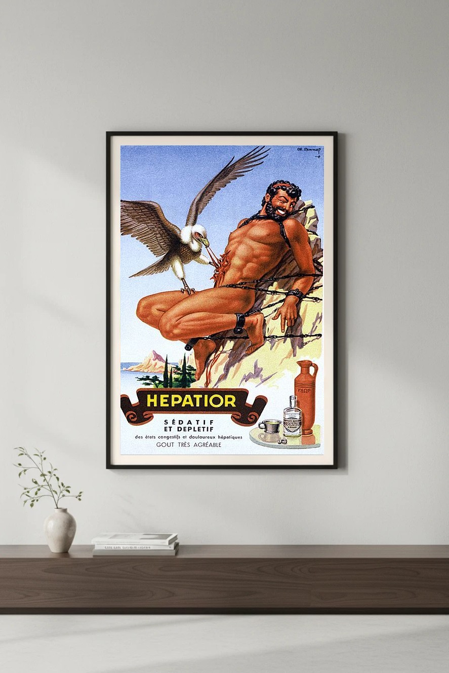 Hepatior Vintage French Ad Poster - c1930s by René Gruau - 24x36” 🍷✨