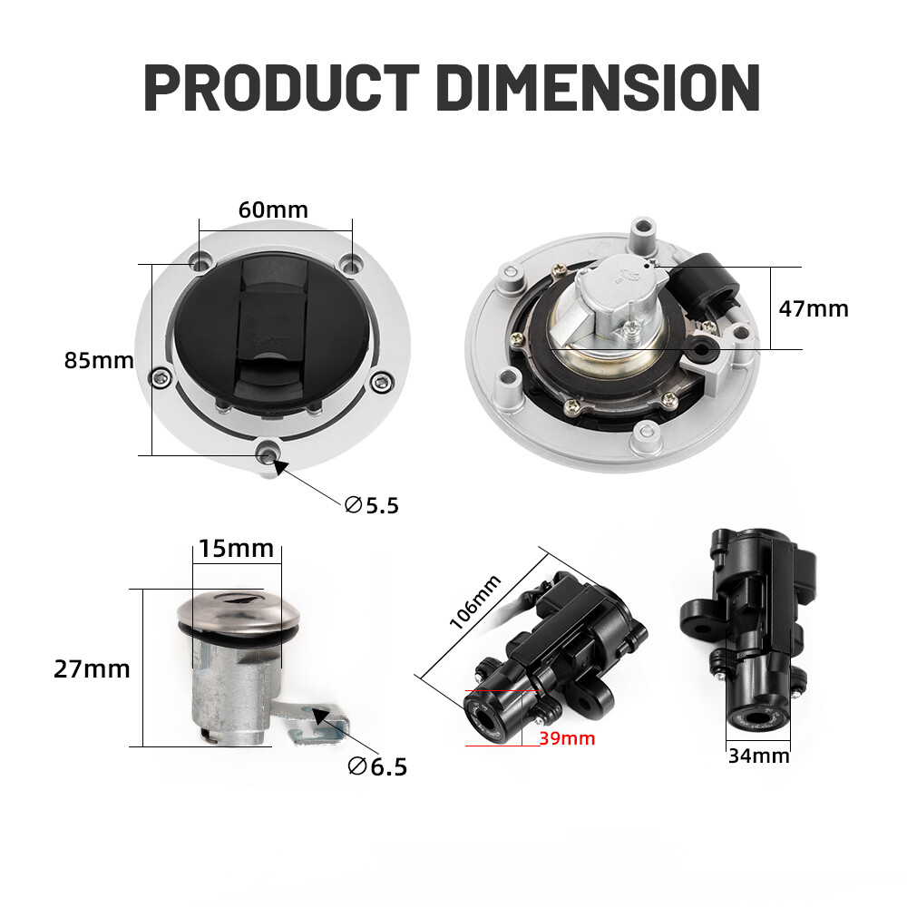 For Suzuki GSXR 600 750 1000 05-18 Ignition Switch Fuel Gas Cap Seat Lock Keys