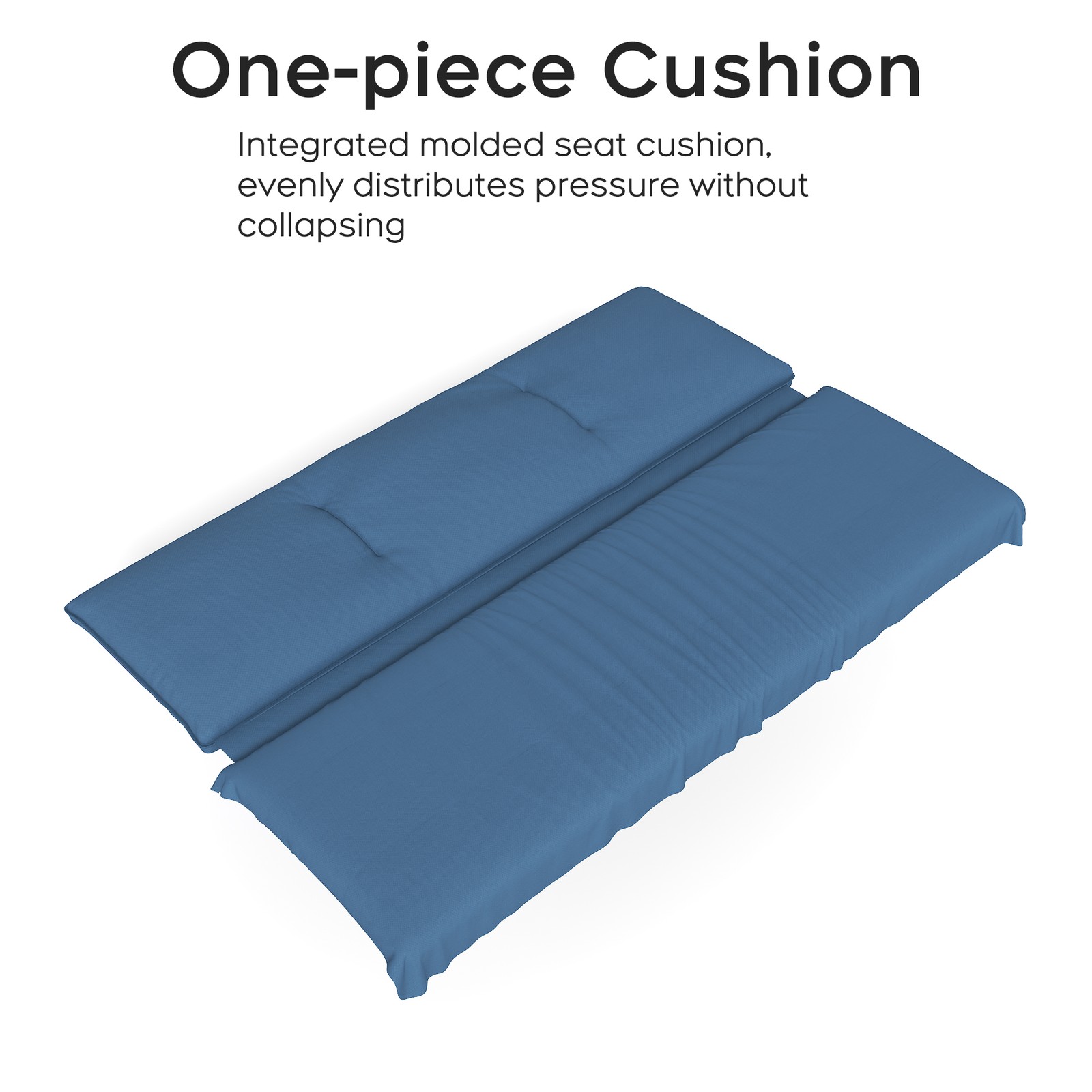 3-Seat Outdoor Patio Swing Bed with Adjustable Canopy Steel Frame Blue