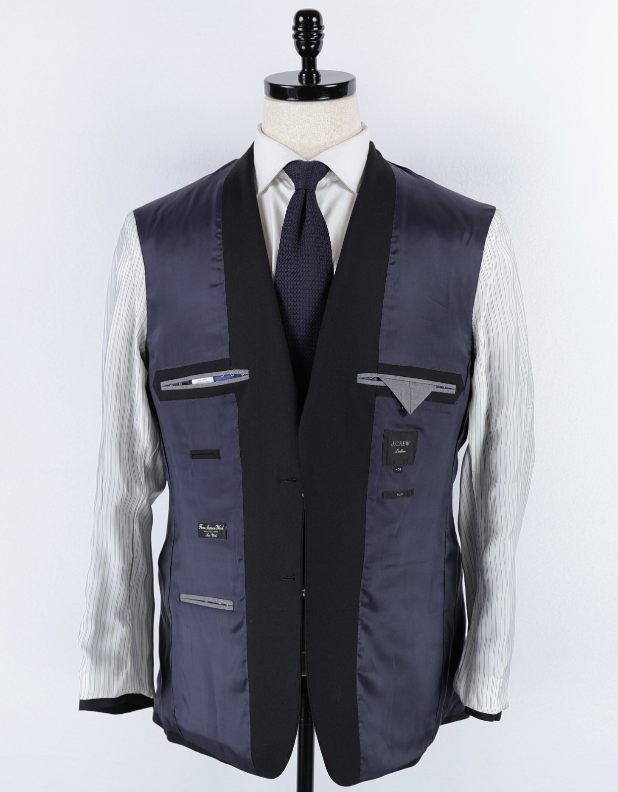 J Crew Ludlow Slim Suit Jacket Stretch Four-Season Wool Size 40S Black Blazer