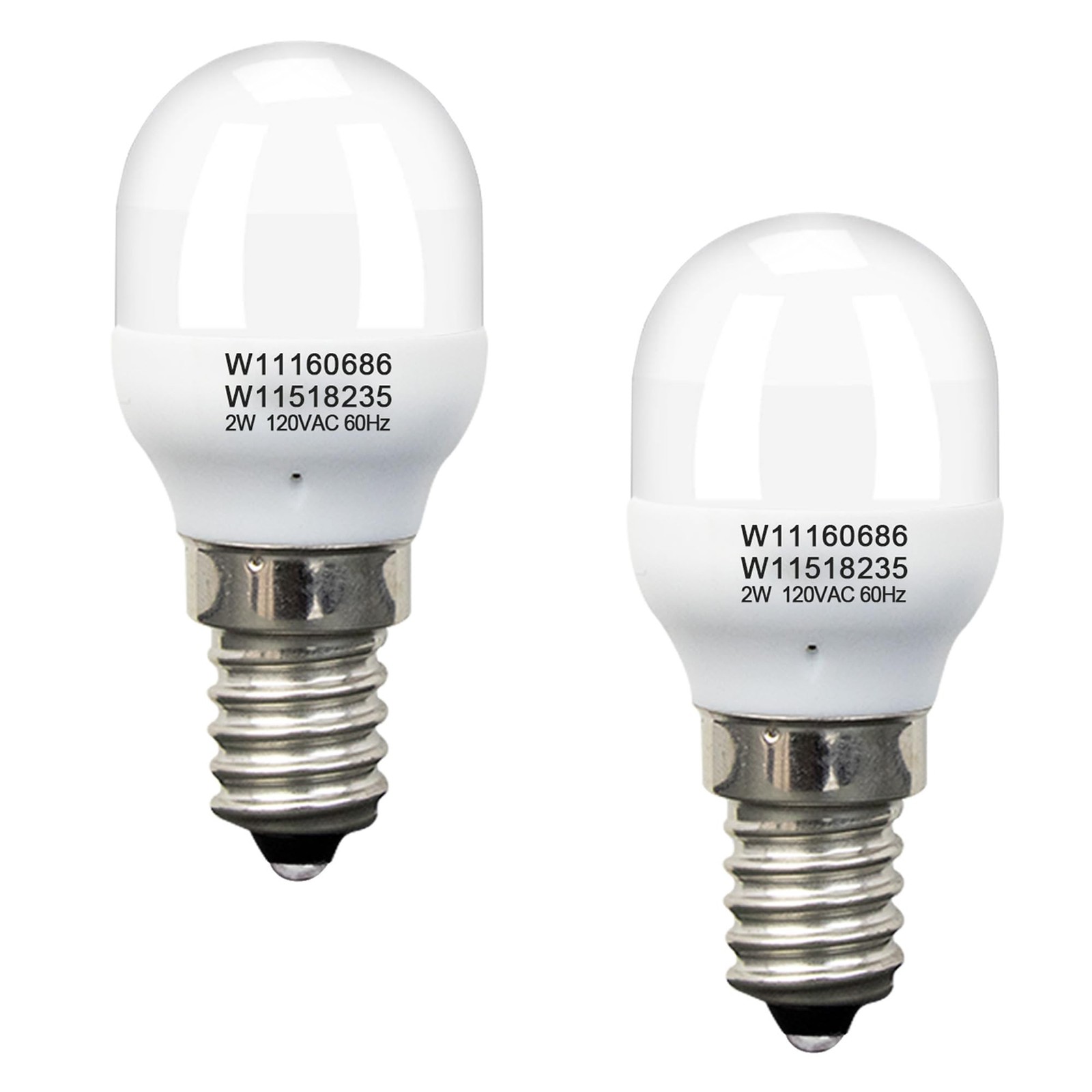 2Pcs W11518235 W11160686 Freezer Light Bulb Replacement for Whirlpool 2 Pack
