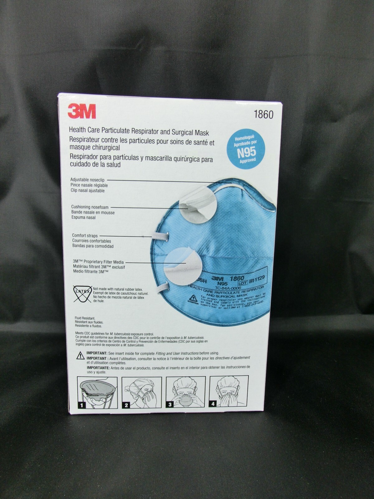 3M™ 1860 N95 Adult Face Mask Particulate Respirator - QTY 120