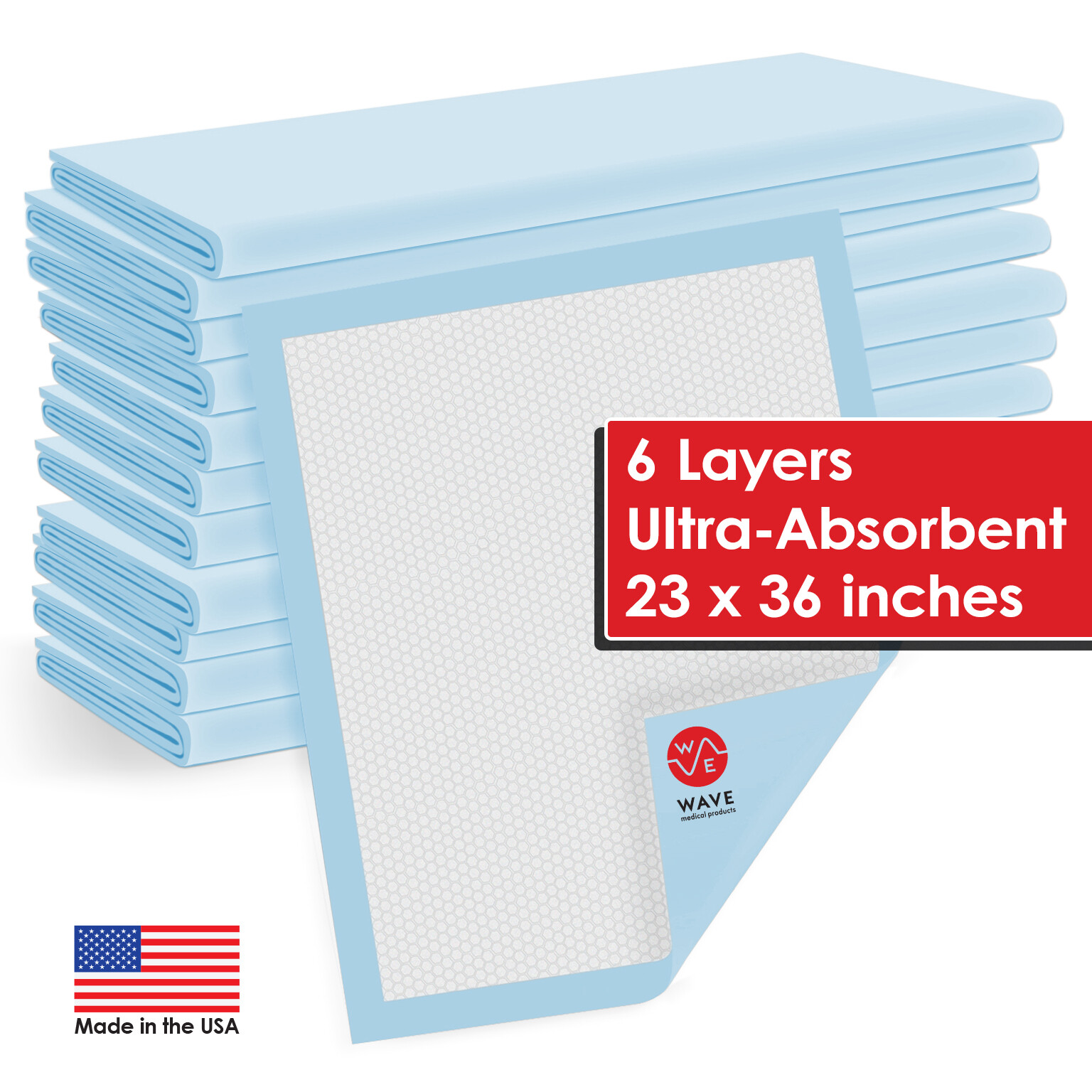 23x36 Ultra Absorbent Adult Incontinence Disposable Bed Underpads, Made in USA